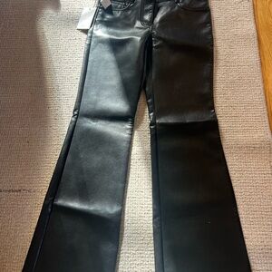 Black Faux Leather Flare Pants
